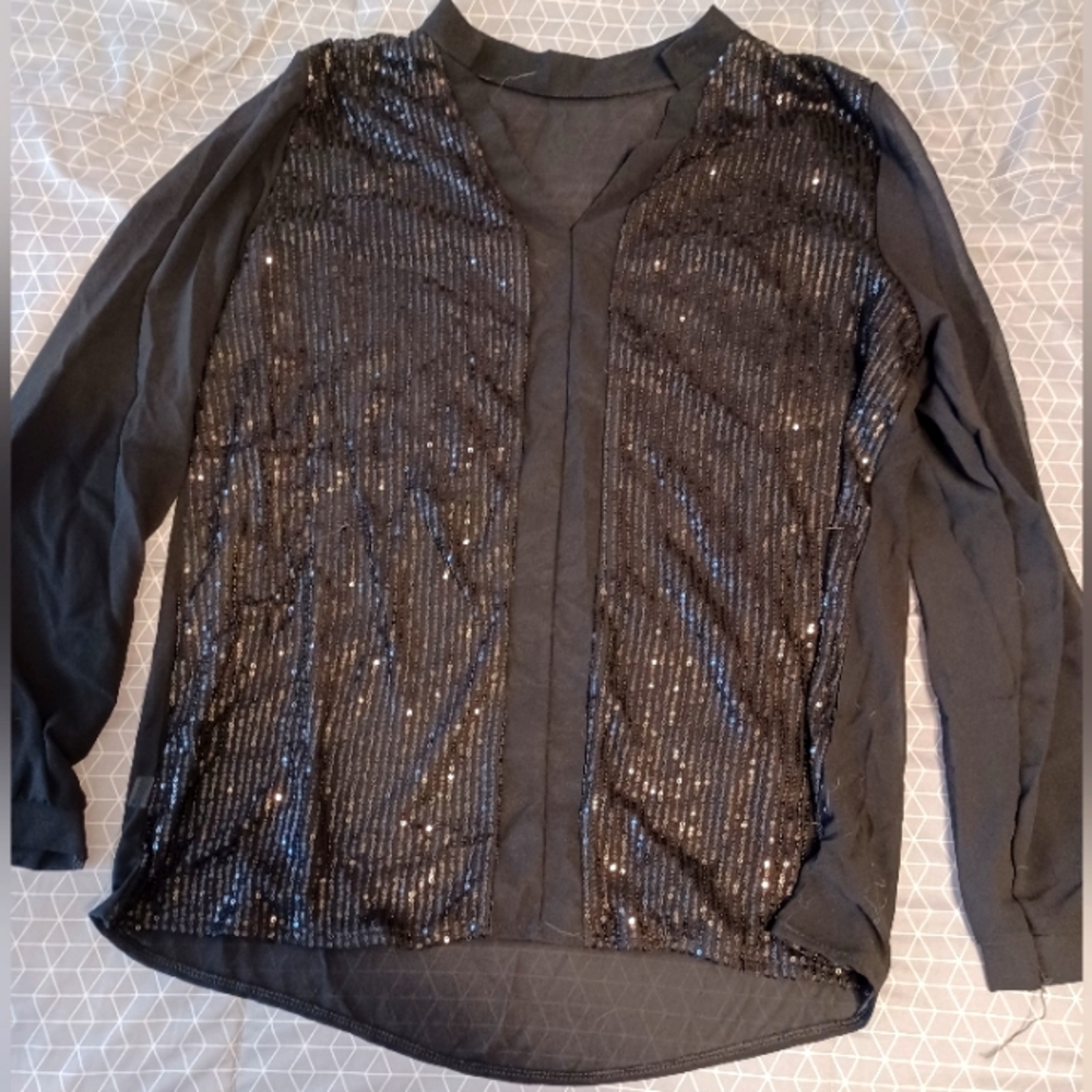 Ladies black sequence dress shirt